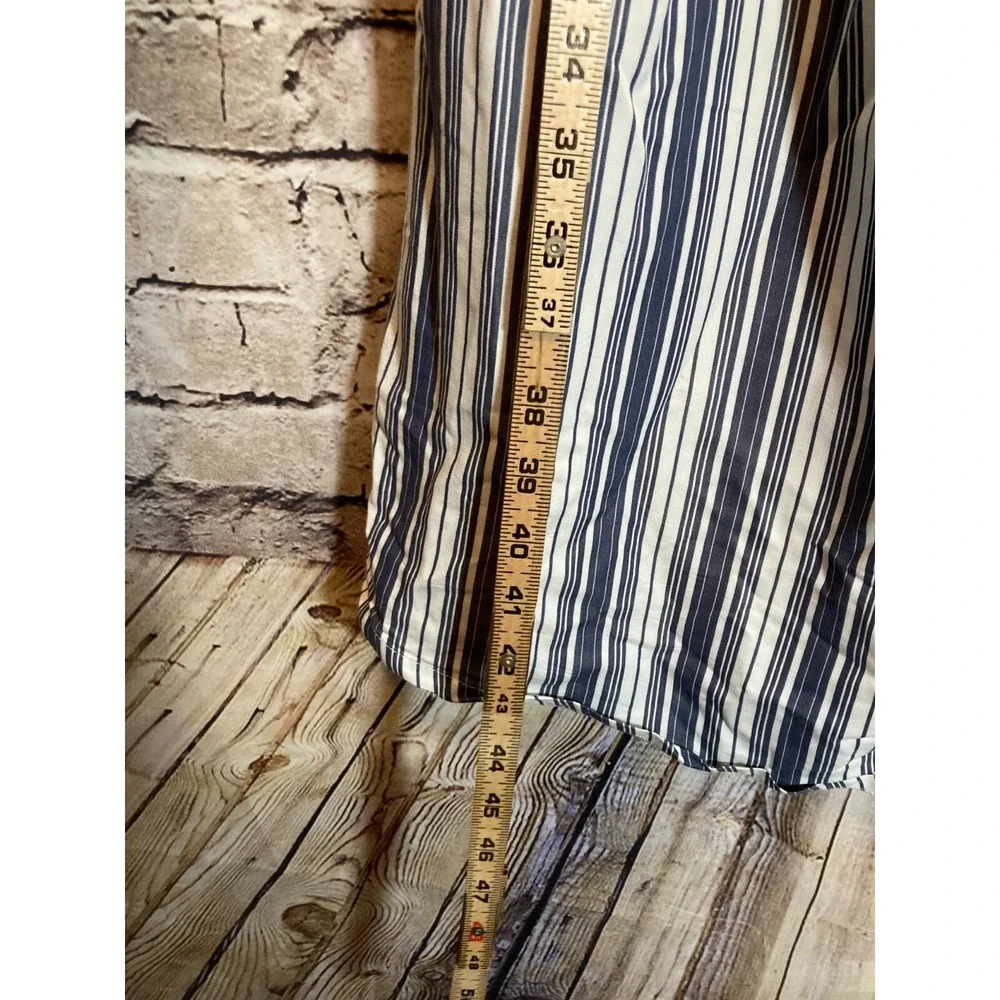 Isabel Maternity Dress Womens Medium Blue Vertical Striped Tasseled One Shoulder - Picture 12 of 16